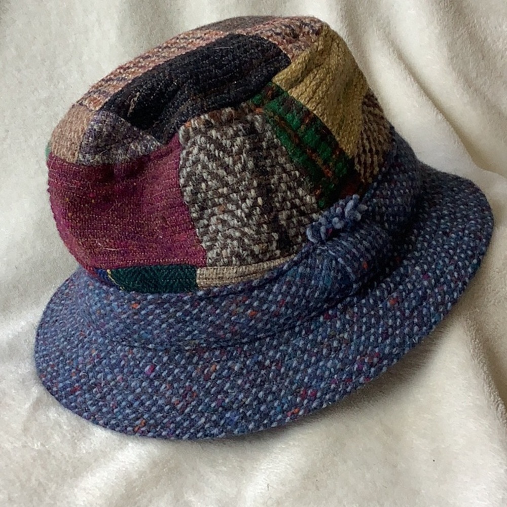 Womens Irish Wool Patchwork Bucket Hat, NWOT